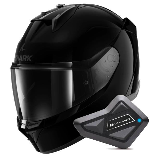 Pack Casque Kit Bluetooth Et Intercom Shark D Skwal 3 Blank BLK