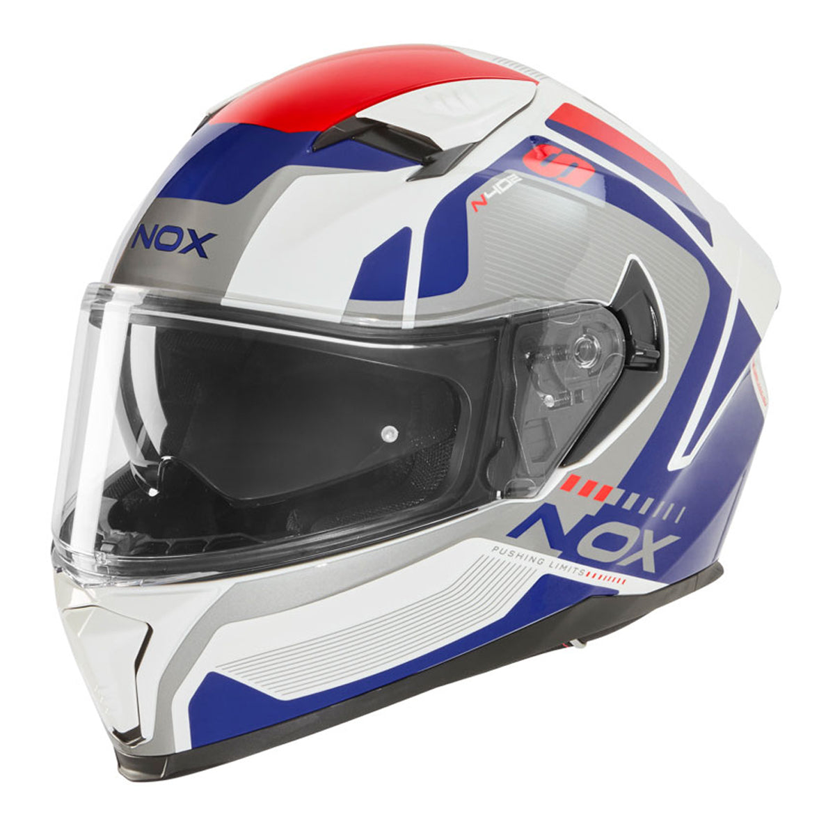 N402 Mentor White Blue Red Shiny
