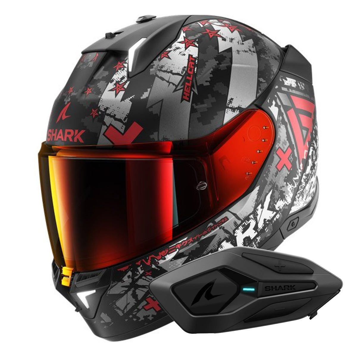 Skwal i3 Hellcat Mate KUR + Kit Bluetooth Sena para Shark Solo