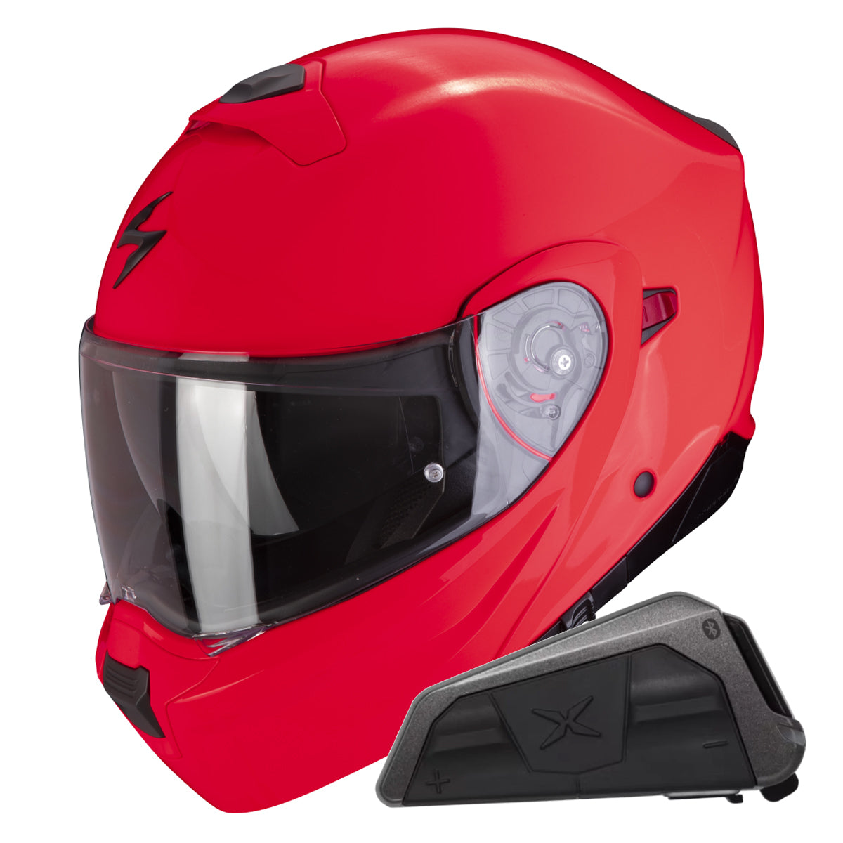 Exo 930 Evo Solid Neon Red + Kit bluetooth Exo-Com Link-1