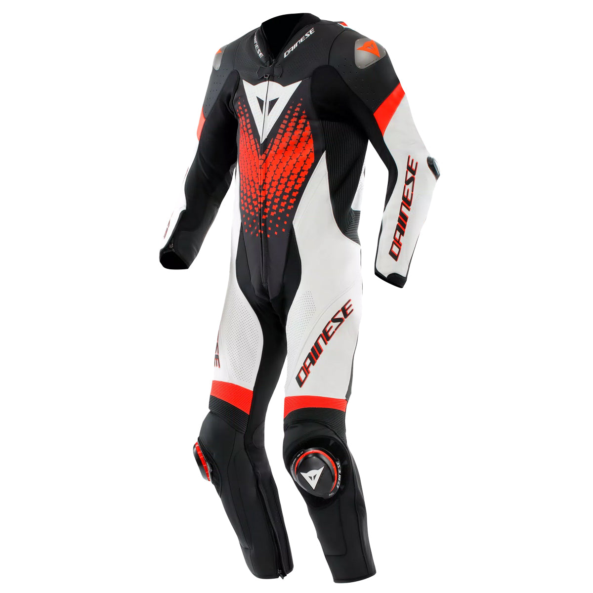 Laguna Seca 6 Perf 1PC Leather Black White Red Fluo