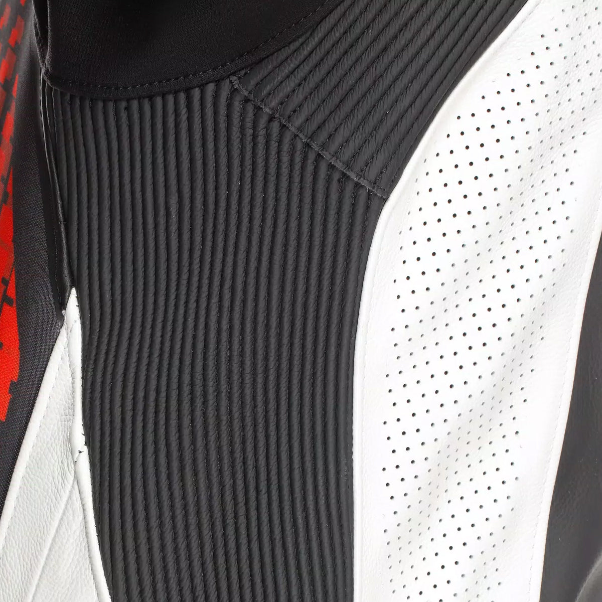 Laguna Seca 6 Perf 1PC Leather Black White Red Fluo