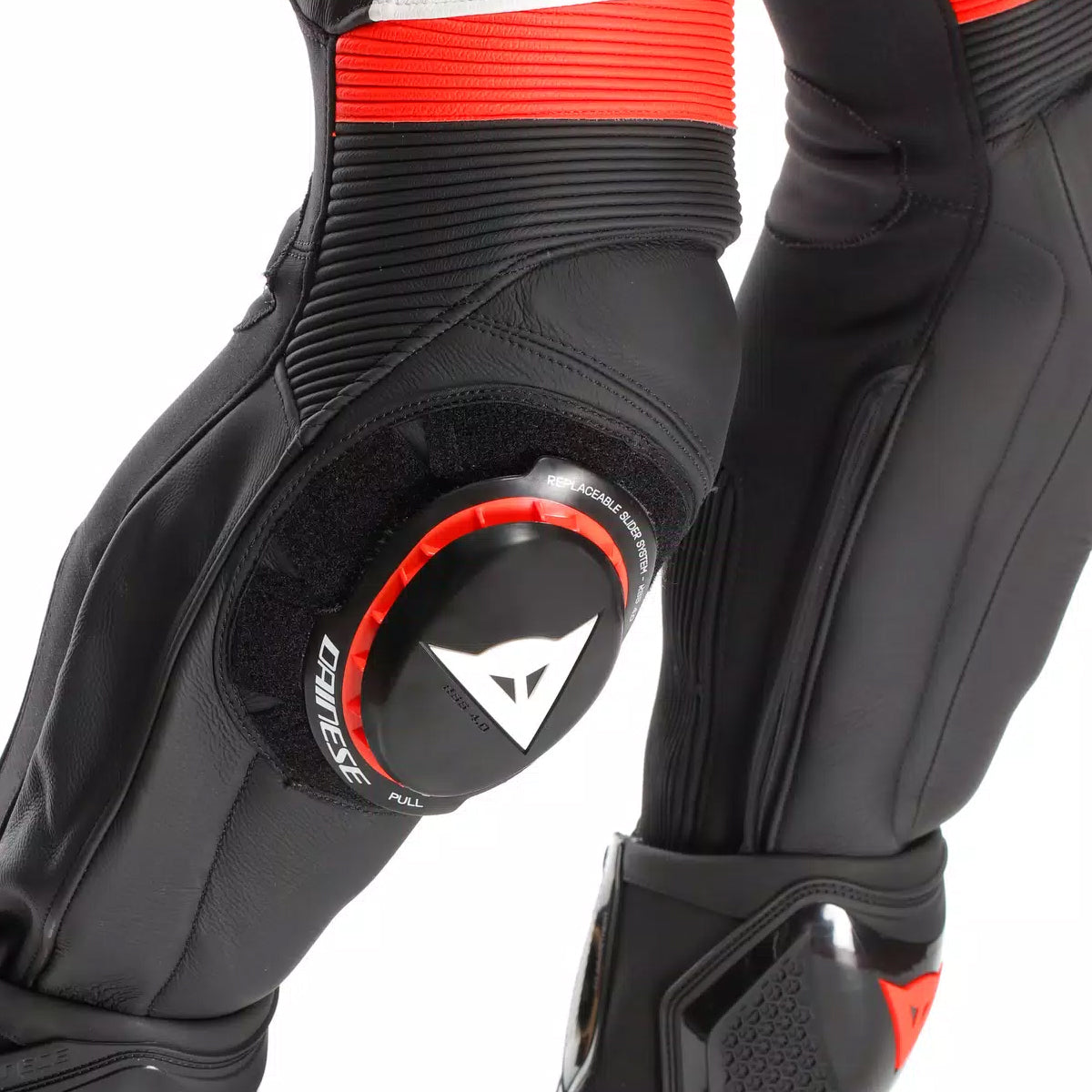 Laguna Seca 6 Perf 1PC Leather Black White Red Fluo