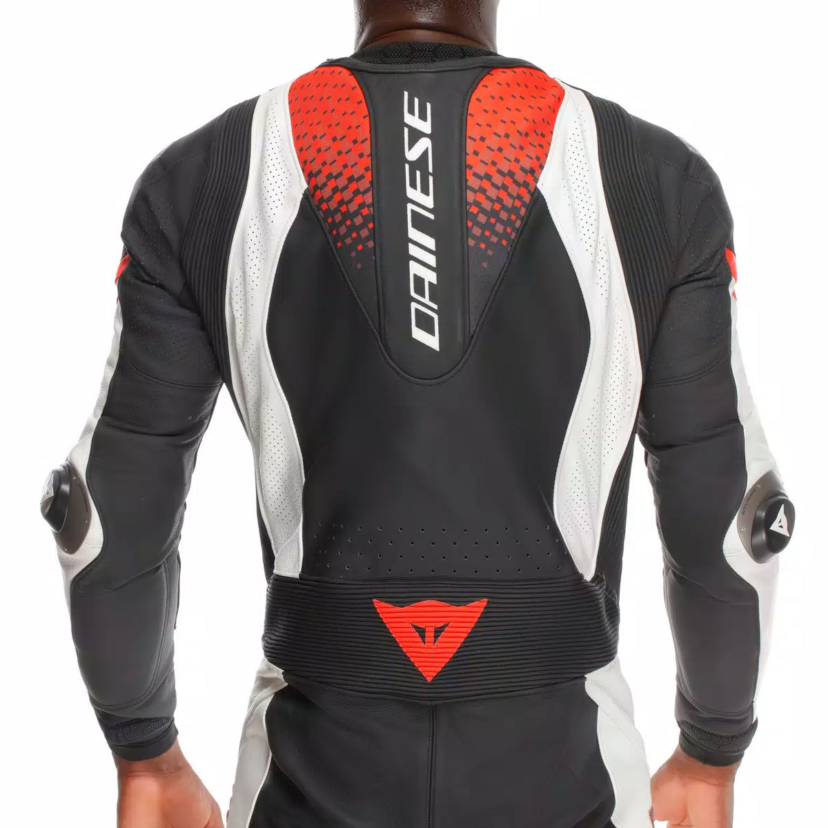 Laguna Seca 6 Perf 1PC Leather Black White Red Fluo