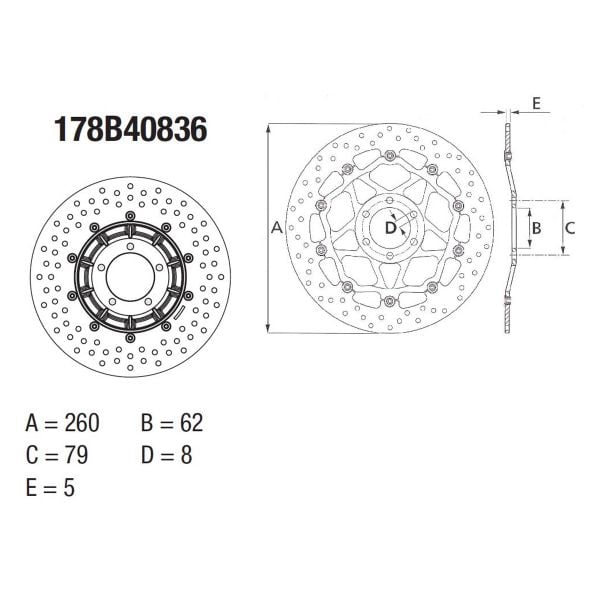 Brembo Serie Oro Rond Flottant 178B40836