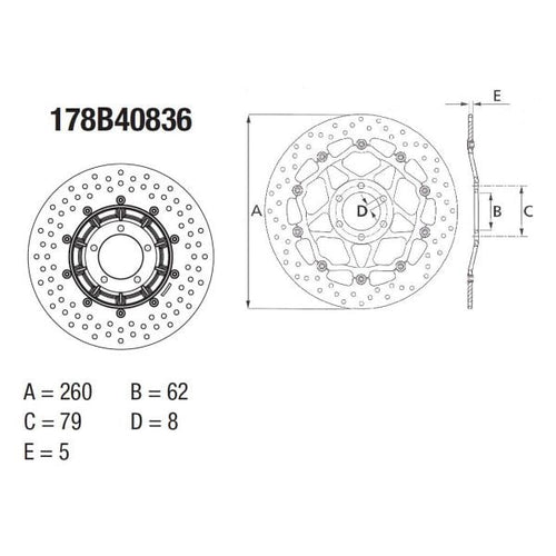 Brembo Serie Oro Rond Flottant 178B40836
