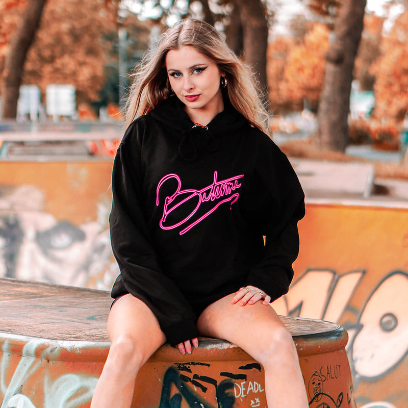 Art Letter Black Neon Pink Hoodie