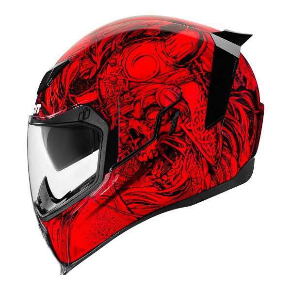 Casque Moto Intégral Double Visière Icon AIRFLITE Raceflit Rouge Vente en  Ligne 