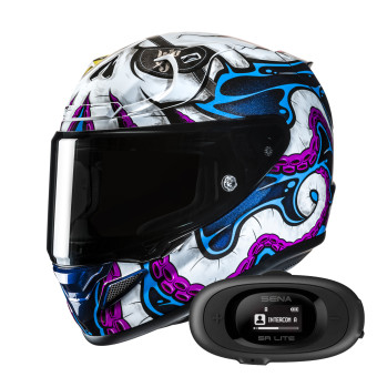 Casque Integral HJC RPHA 12 Kraken MC28 + Kit bluetooth 5R Lite Solo