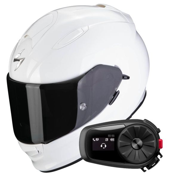 Pack Casque Kit Bluetooth Et Intercom Scorpion Exo White Kit Bluetooth S Solo