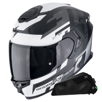 Casque Integral Scorpion Exo GT SP Air Tornado Matt Black Silver + Kit bluetooth Exo-Com Link-1C