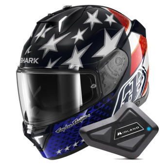 Casque Integral Shark Skwal i3 US Flag BRW + Kit Bluetooth BT Mini