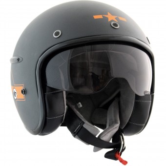 Casque Jet HARISSON Corsair Star Deco Gris Mat Orange