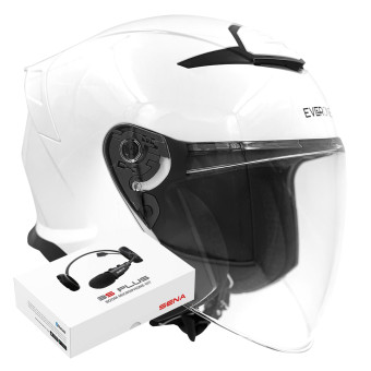 Casque Jet Everone RX31-Jet Shiny White + Kit Bluetooth 3S Plus