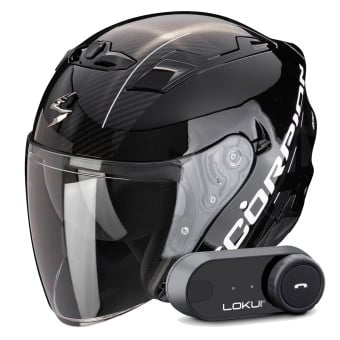 Casque Jet Scorpion Exo 230 QR Black Silver + Kit Bluetooth Lokui K30