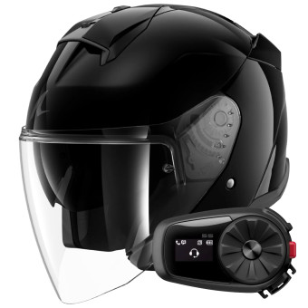 Casque Jet Shark Skwal Jet Blank BLK + Kit Bluetooth 5S Solo