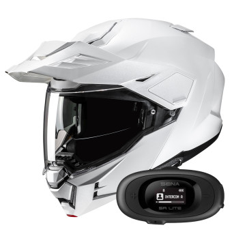 Casque Modulable HJC i80 Pearl White + Kit bluetooth 5R Lite Solo