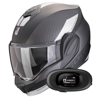 Pack Casque Kit Bluetooth Et Intercom Scorpion Exo Tech Evo Team Matt Black Silver Kit